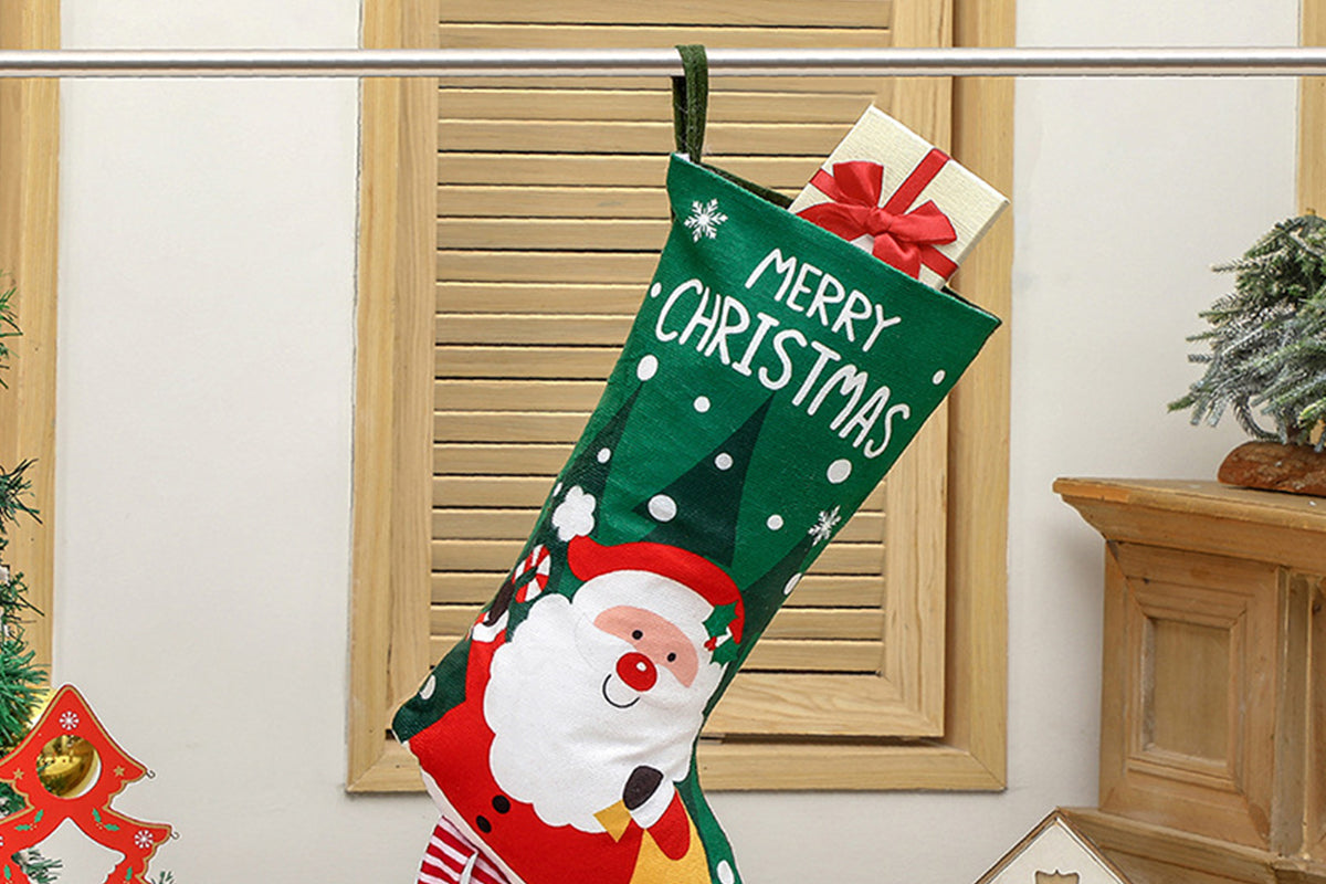 Christmas Stocking Goodies Sock Xmas Wall Tree Party Hanging Candy Bag Decoration-Santa