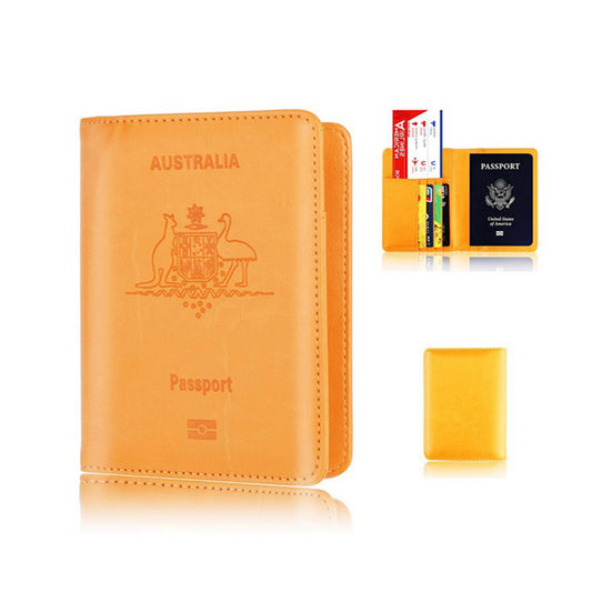 RFID Blocking Travel Passport Holder Travel Passport Wallet Case for Men and Women -Orange