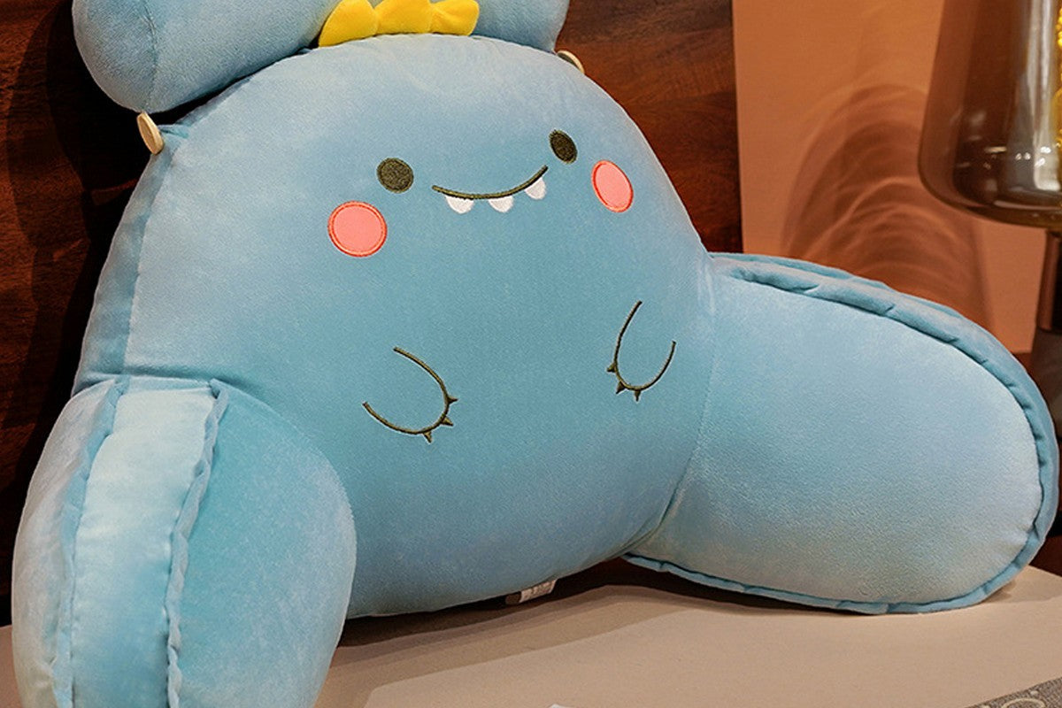 Backrest Reading Pillow Lumbar Support Chair Cushion Back Rest With Arms-Blue