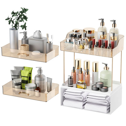4 Tier Cosmetics Storage Organizer Large Capacity 2 Drawers for Skincare and Makeup