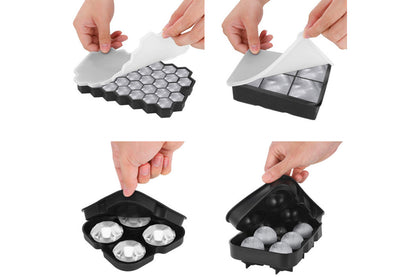 4Pcs Large Ice Diamond Maker Ice Cube Tray Skull Ice Cube Cocktails Molds