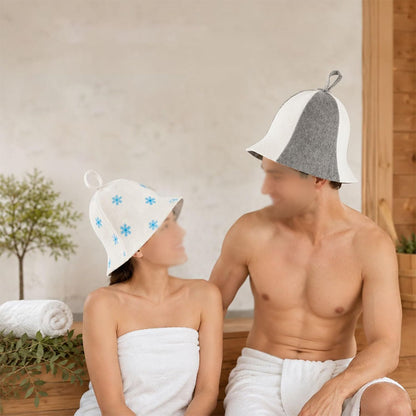 2Pcs Wide Brim Felt Sauna Hat