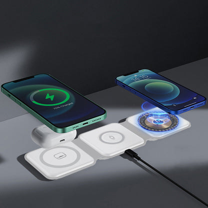 3-in-1 Foldable Magnetic Wireless Charging Base for iPhone Apple Watch & AirPods