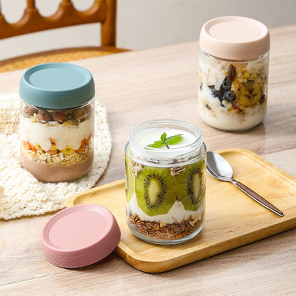 6 Pcs Glass Storage Jars with Airtight Lid Oatmeal Food Storage Container for Kitchen Pantry