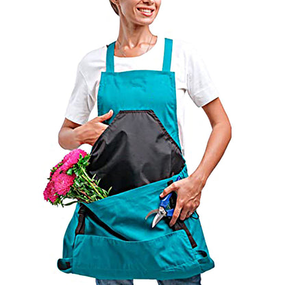 Gardening Apron with Pockets Harvest Weeding Garden Tools Blue