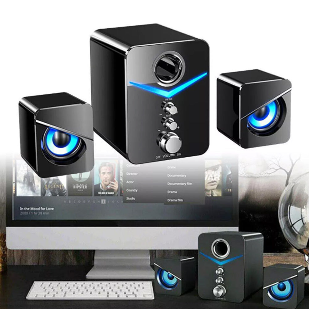 Surround Sound System LED Speakers Bluetooth/USB Wired Audio Speaker for Computer PC Gaming Bass