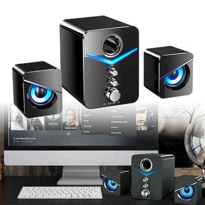 Surround Sound System LED Speakers Bluetooth/USB Wired Audio Speaker for Computer PC Gaming Bass