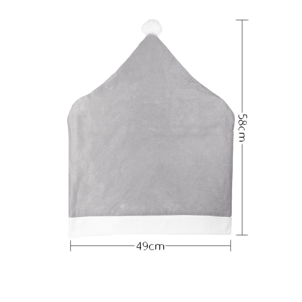 4Pcs Grey Santa Hat Chair Covers Non-Woven Christmas Decorations