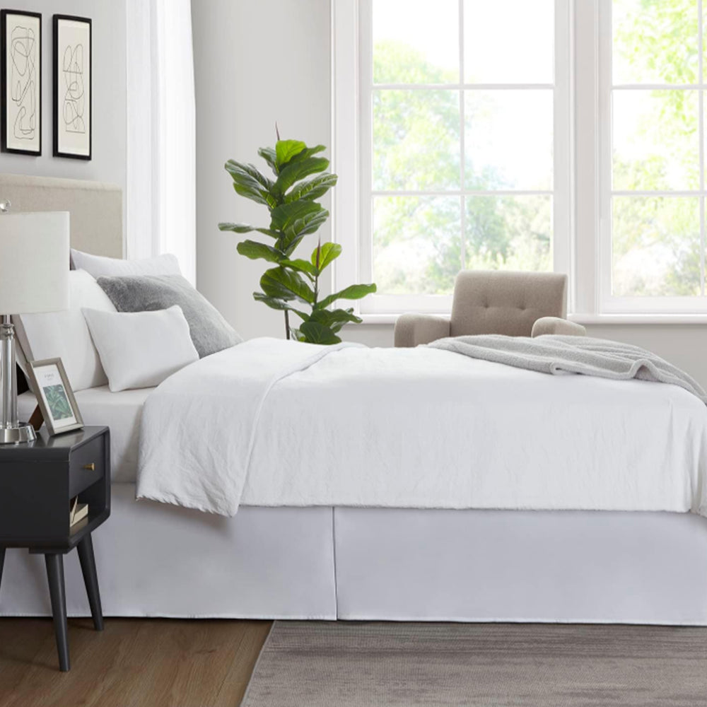 Pleated Bed Skirt Easy Fit Bed Drop Wrap White