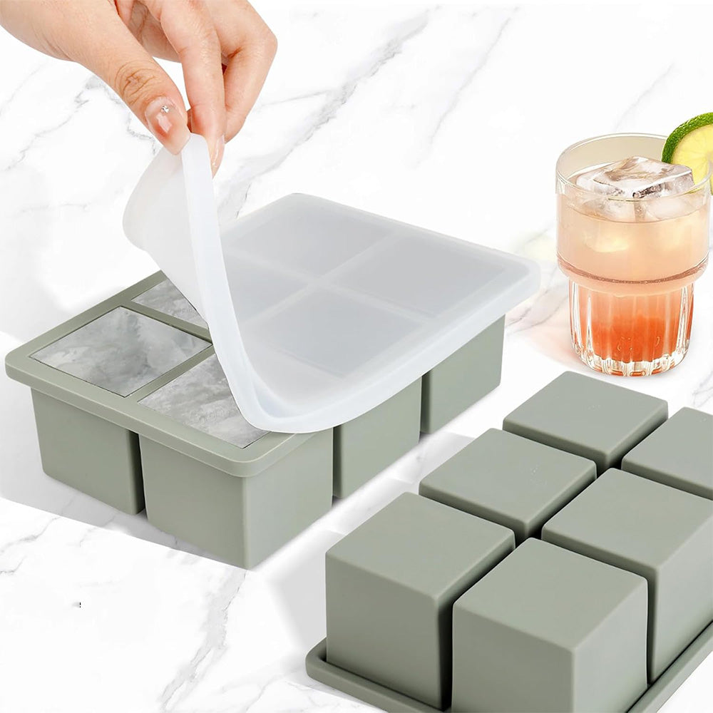 3Pcs Silicone Ice Cube Trays with Lid 18 Cavity Large Square Mold for Whisky Cocktail