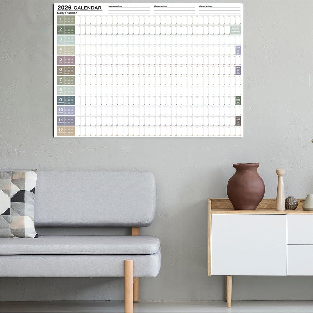 2026 Full Year Wall Planner Large Hanging Daily Calendar for Office Home