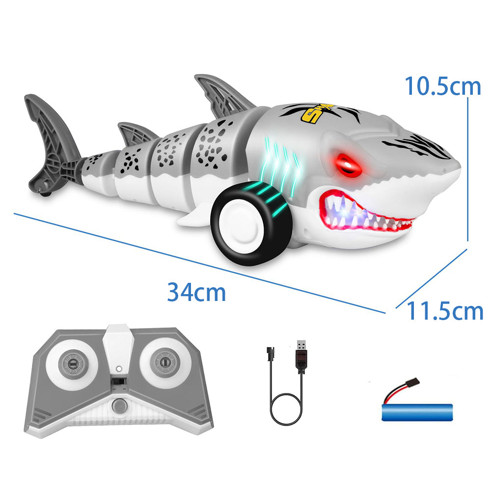 Shark Shaped Off Road RC Car with Colorful Lights and 360 Degree Spin - Grey