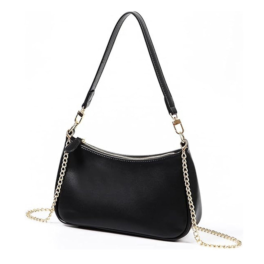 Shoulder Bag with Chain and Strap Design ¨C Underarm Purse Handbag for Women Black