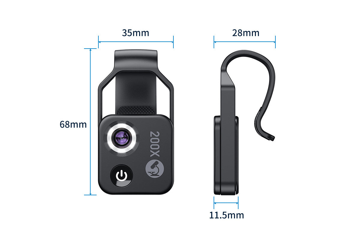200X Phone Mini Pocket Microscope - Black