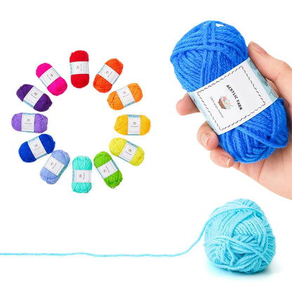 66 Piece Crochet Yarn Set with Hooks Sewing Needles Stitch Markers Storage Bag