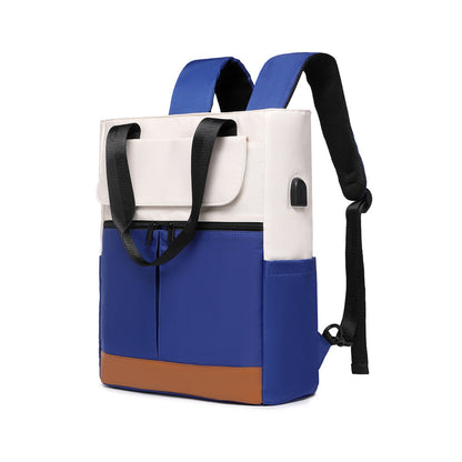 2-in-1 Laptop Tote Backpack Convertible Daypack with USB Charging Port for Work Travel Blue