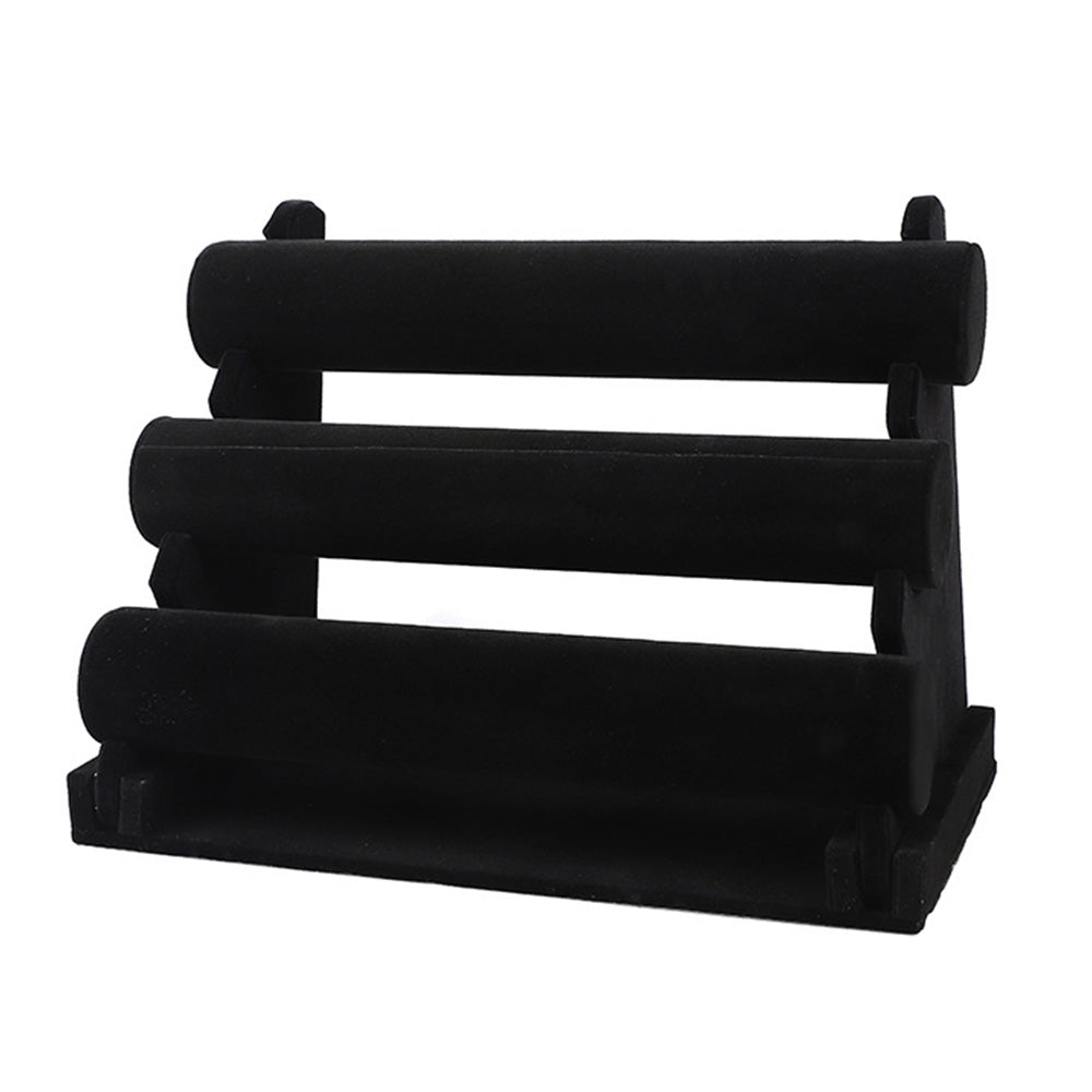 3 Tier Detachable Velvet Bracelet Display Stand for Jewelry Store Home Organizer-Black