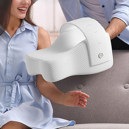 Memory Foam Knee Pillow for Side Sleepers Leg Pillow with Adjustable Strap White