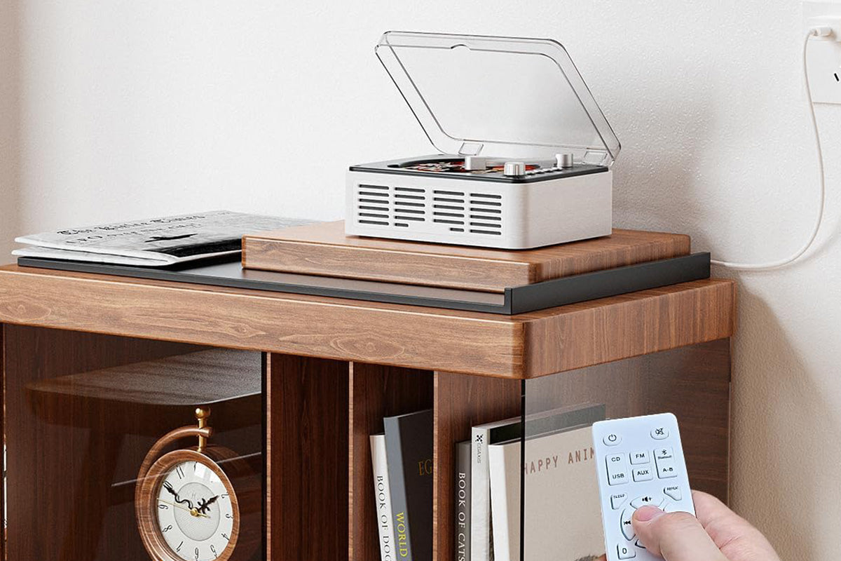 Retro CD Player Multifunctional Music Player with Bluetooth FM Radio for Home Use-White