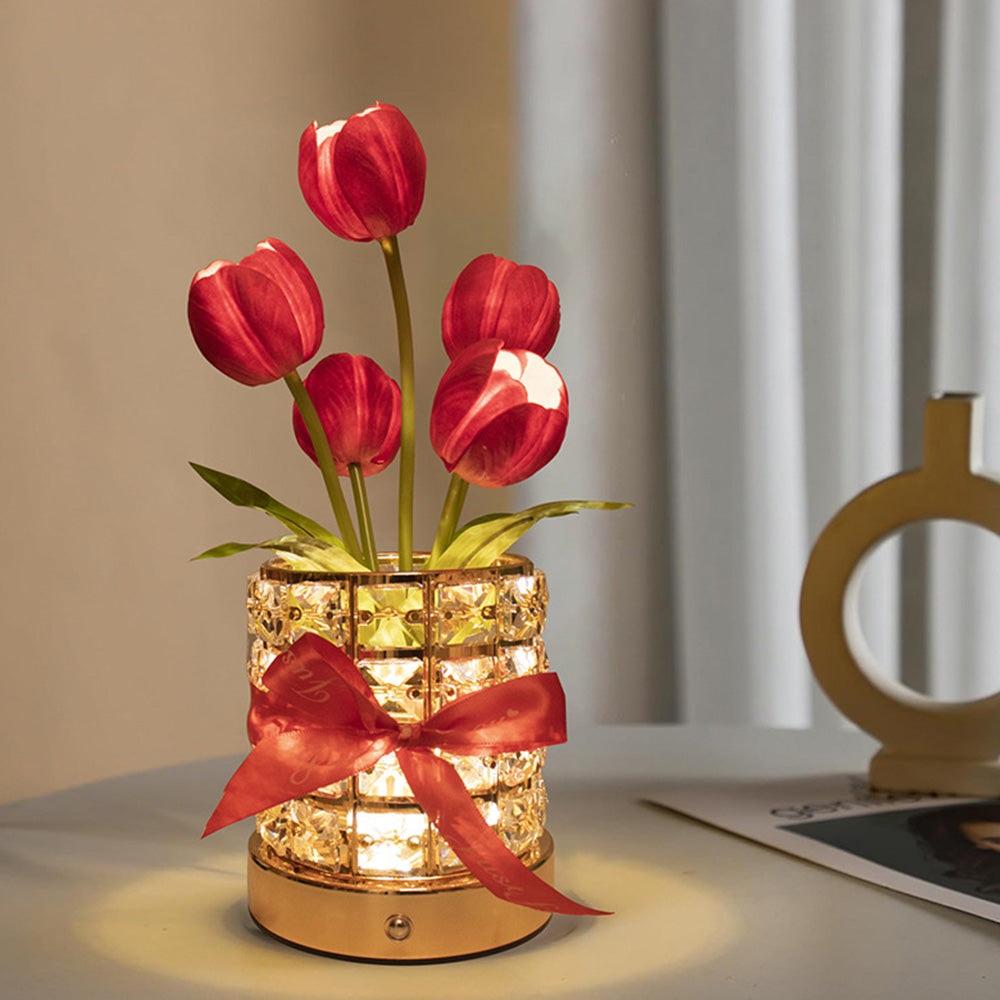 Tulip Flower Lamp Valentine¡¯s Day Gifts 3 Color Dimming Night Light -Red