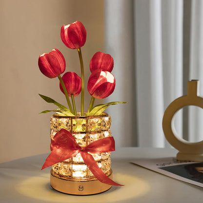 Tulip Flower Lamp Valentine¡¯s Day Gifts 3 Color Dimming Night Light -Red