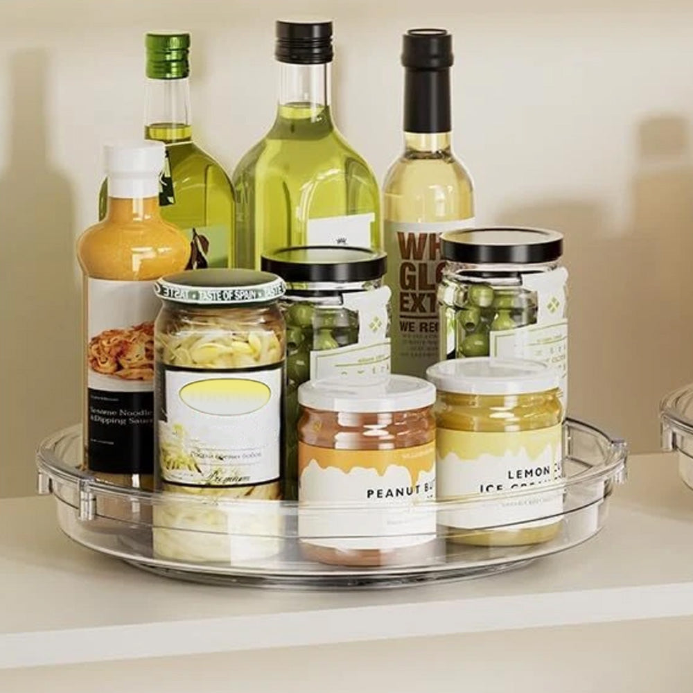 3PCS Set Rotating Lazy Susan Tray Clear Organizer for Kitchen Bathroom Vanity