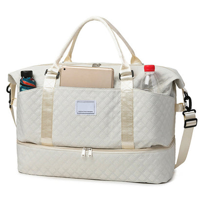 2Pcs Travel Duffle Bag Weekender Bags for Women with Shoe Compartment Hospital Bags-White