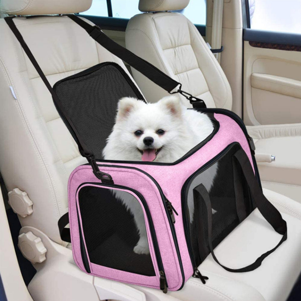 Foldable Travel  Pet Carrier Bag Portable Cat Dog Kennel Bag Pink