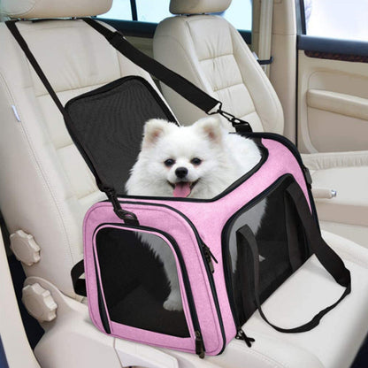 Foldable Travel  Pet Carrier Bag Portable Cat Dog Kennel Bag Pink