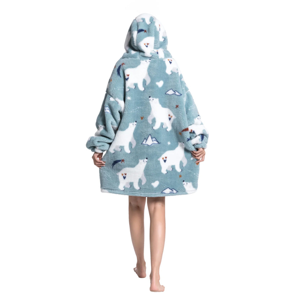 Hooded Blanket Hoodie Ultra Plush Comfy Sweatshirt Fleece-Polar Bear
