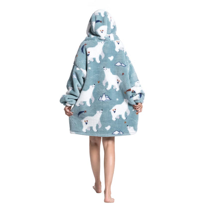 Hooded Blanket Hoodie Ultra Plush Comfy Sweatshirt Fleece-Polar Bear