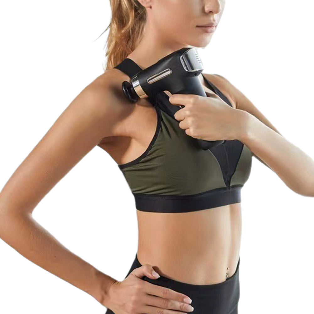 Portable Green Mini Muscle Massage Gun with Four Heads