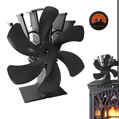 Heat Powered Fireplace Fan Eco-Friendly Stove Fan with Thermometer