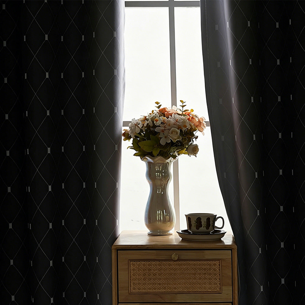 2Pcs Blackout Curtain Gradient Color Curtains-Black