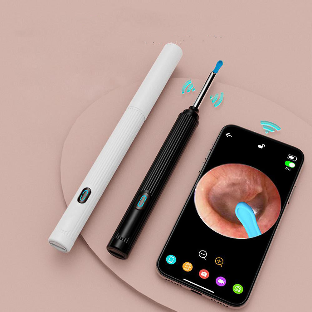 3.5mm Ear Wax Remover Tool Kits WiFi Ear Endoscope Wireless Otoscope with 6 LED Lights -White