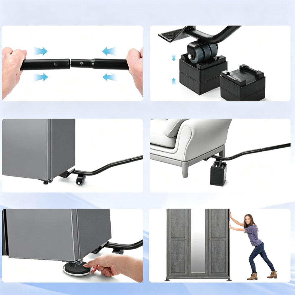 Furniture Lifter Tool Set with 8 Sliders Reusable Moving Pads