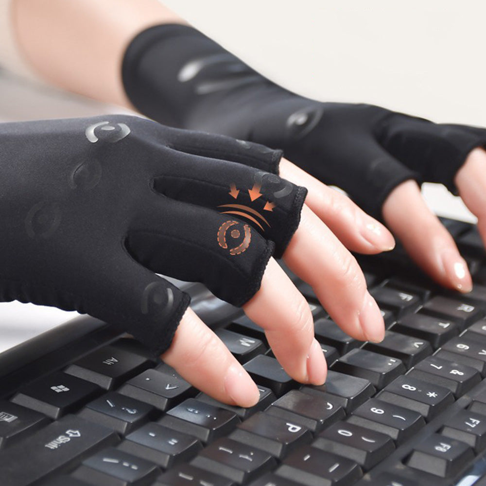 Half Finger Compression Gloves ââ‚?Carpal Tunnel & Joint Support for Typing Black