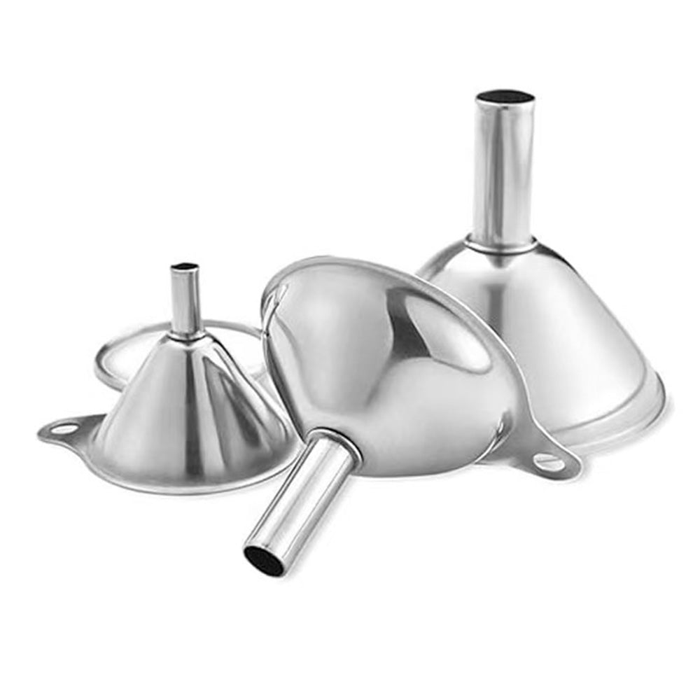 6PCS Stainless Steel Mini Funnels with Cleaning Brushes for Kitchen