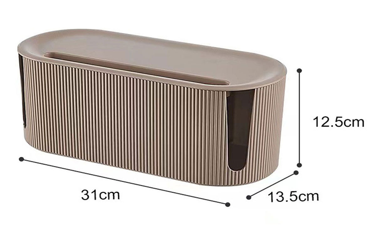 Cable Storage Box Wire Management Case Power Plug Socket Organizer Box-Coffee