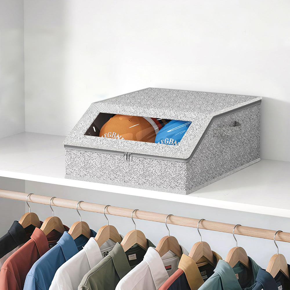 Large Capacity Hat Organizer Box Holds 30 Hats for Baseball Cap -Light Grey