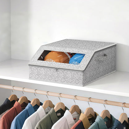 Large Capacity Hat Organizer Box Holds 30 Hats for Baseball Cap -Light Grey