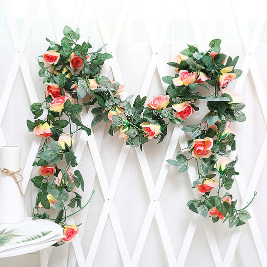 Artificial Rose Vines Hanging Rose Flower Garlands For Wedding Home Floral Decor-Champagne
