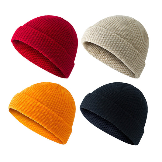 Set of 4 Pieces Unisex Mini Fisherman Beanie Winter Spring Hat Knitted Cap