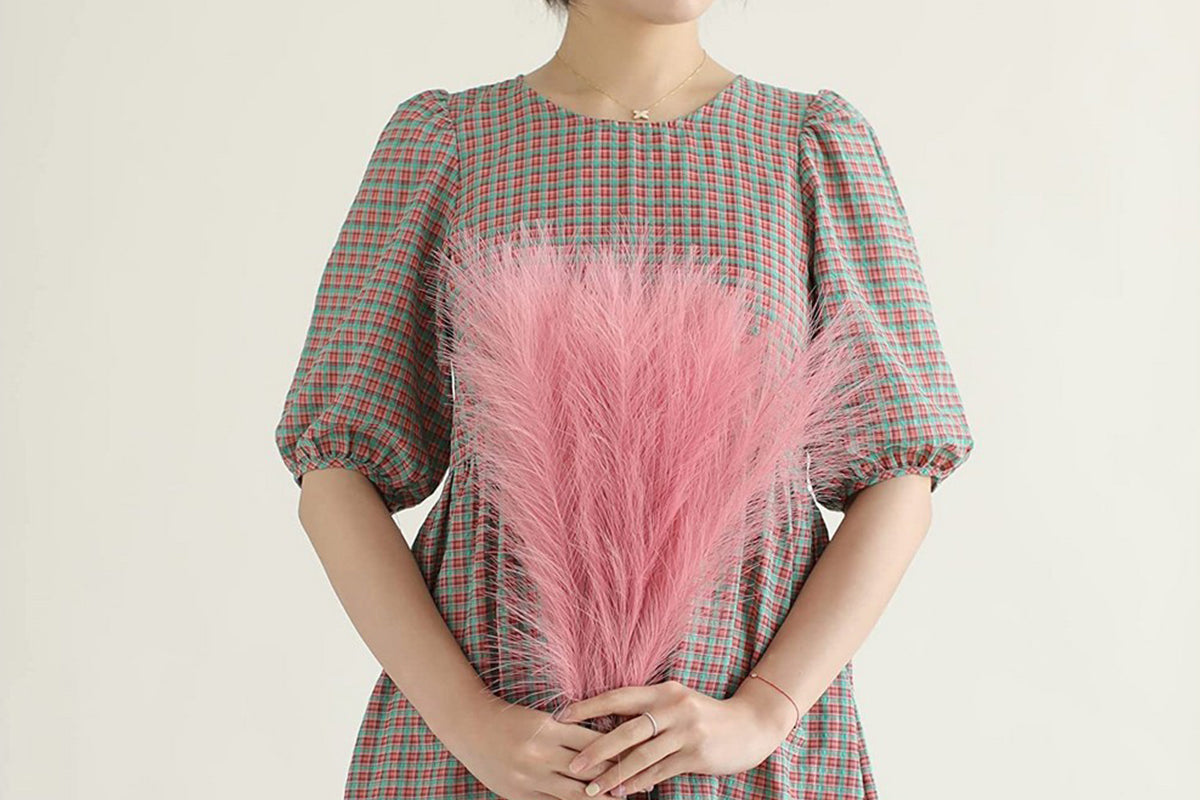 4pcs Faux Pampas Grass Boho Room Decor Flowers Bunches for Wedding Party-Pink
