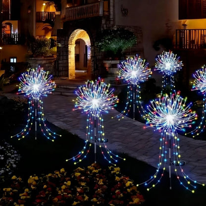 4 Pack Solar Firework Lights String with 8 Modes - Mixed Color