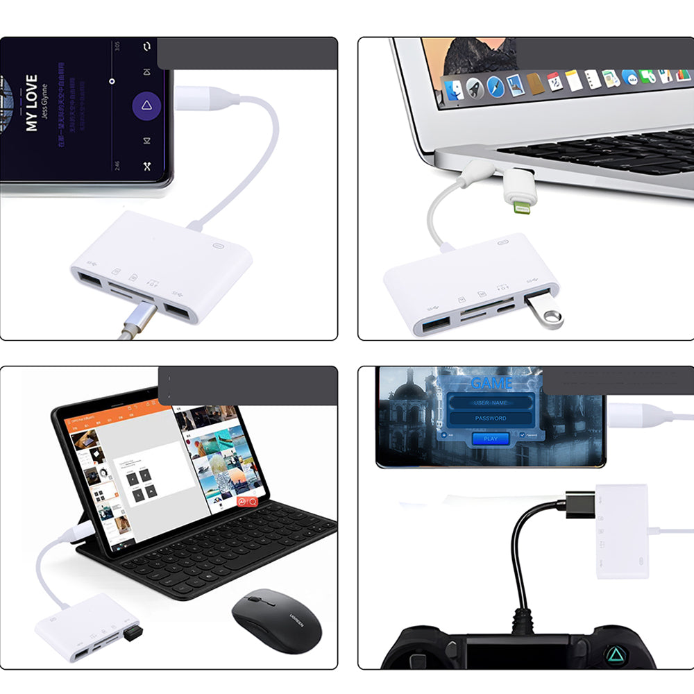 8-in-1 SD Card Reader with USB TF Lightning Port