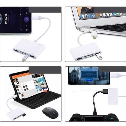 8-in-1 SD Card Reader with USB TF Lightning Port