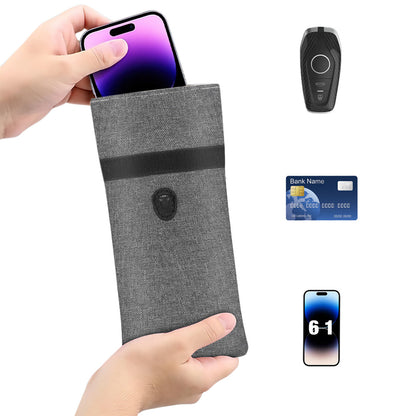 Faraday Phone Pouch RFID Signal Blocking Key Pouch Wallet Case For Privacy Protection-Grey