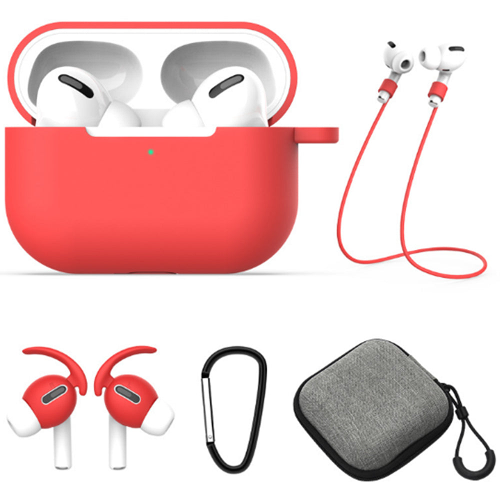 For Apple AirPods Case Cover Kit AirPod Earphone Protector Cover with Replacement Ear Tips Red