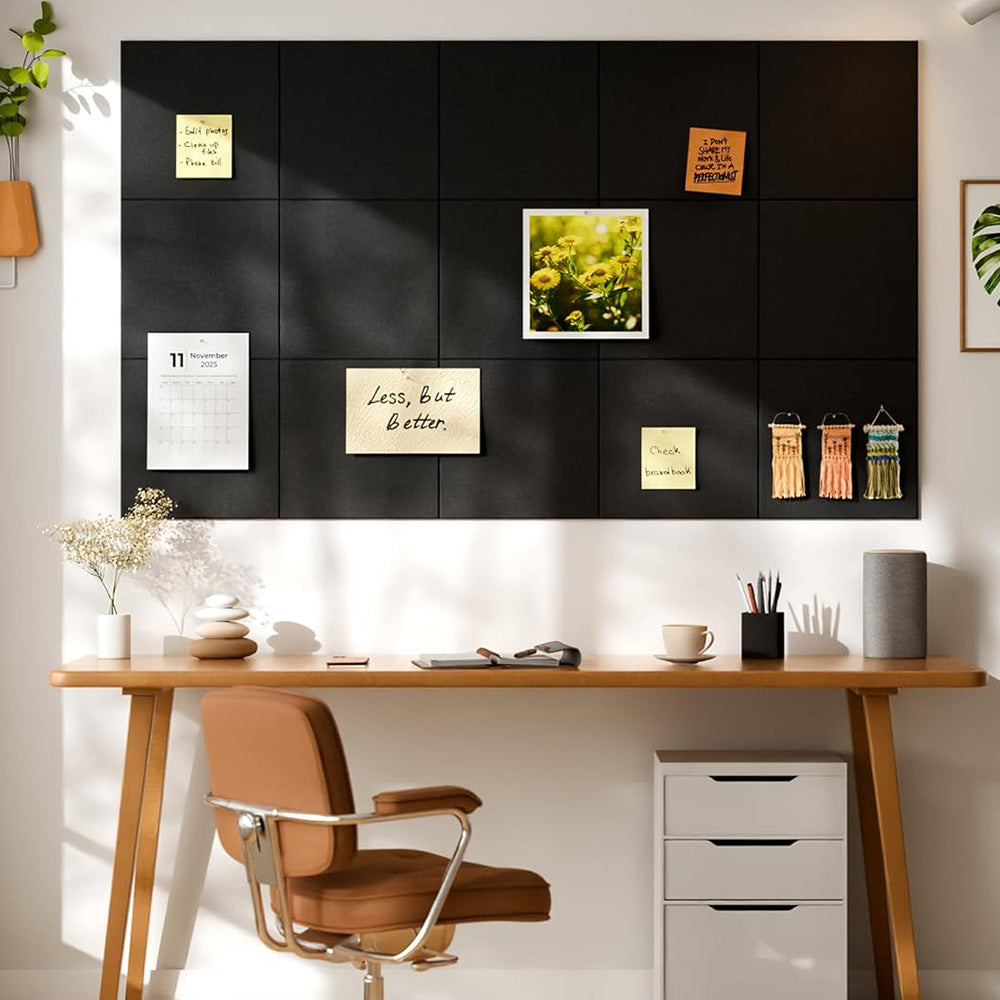 12Pcs Large Felt Bulletin Board Cork Boards for Walls Office Classroom-Black